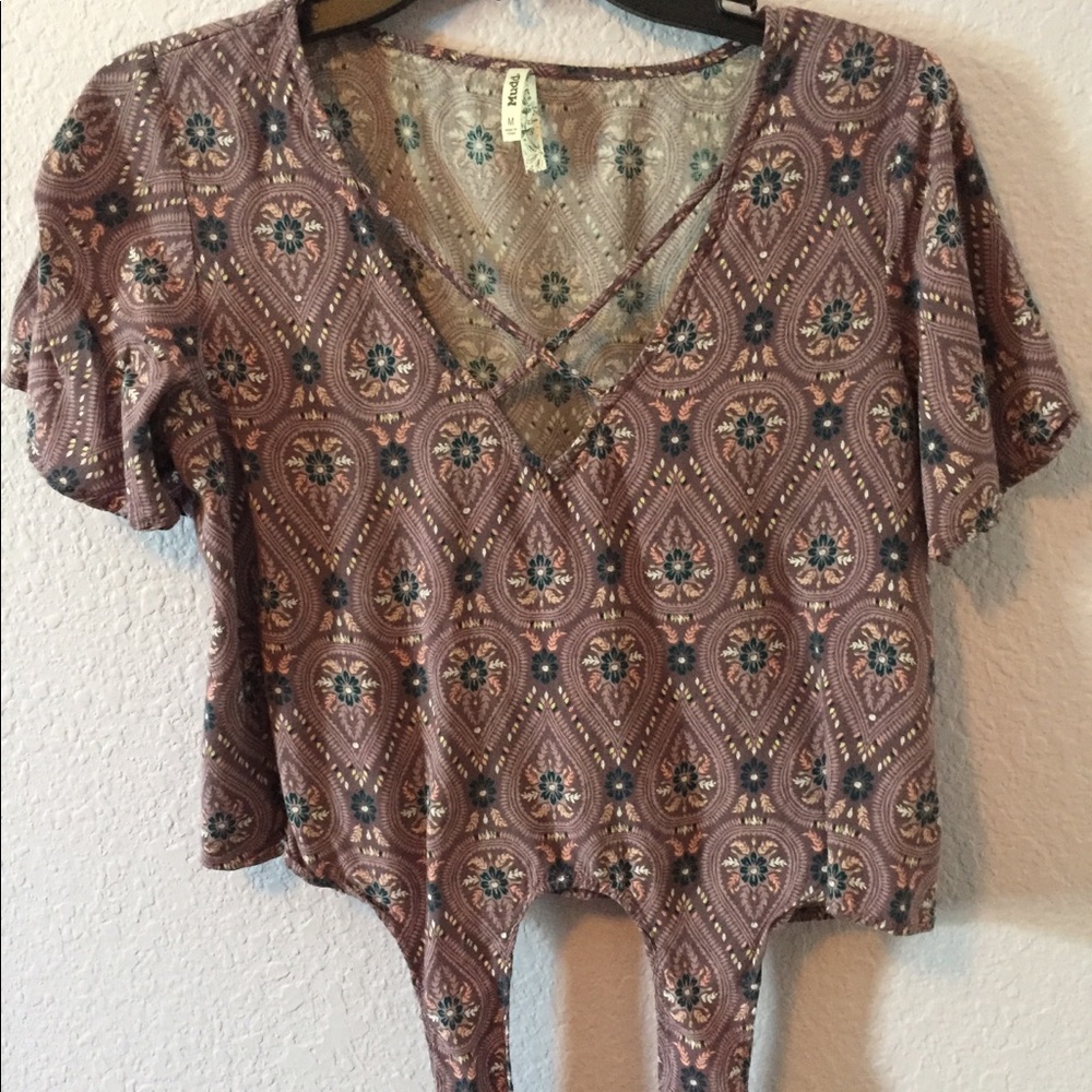 Mudd purple boho crop top